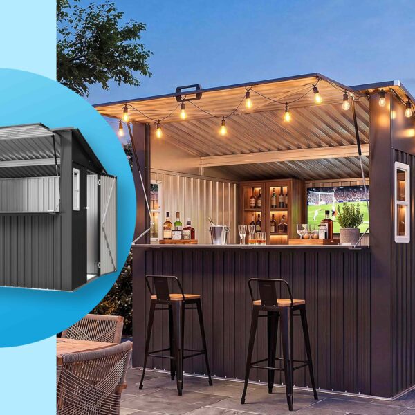 This Outdoor Shed Transforms Into a Bar with a Cozy Pop-Up Canopy for Fall Hosting — It’s Under $1K at Amazon