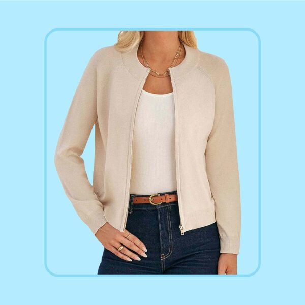 This Polished Zip-Up Sweater Is a Sophisticated Swap for Open-Front Cardigans — It’s on Sale at Amazon for $25