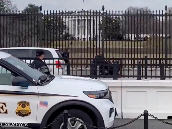 man climbing white house fence