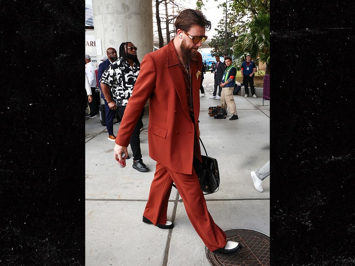 Travis Kelce Arrives in Style to Super Bowl LIX