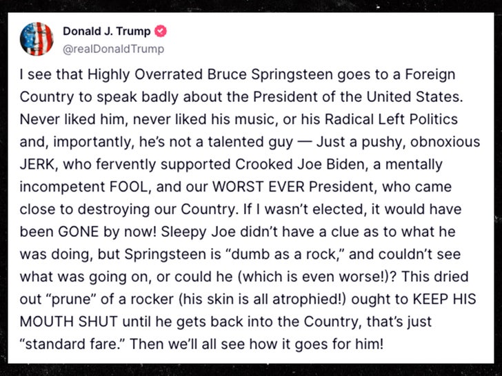 donald trump bruce springsteen truth social sub