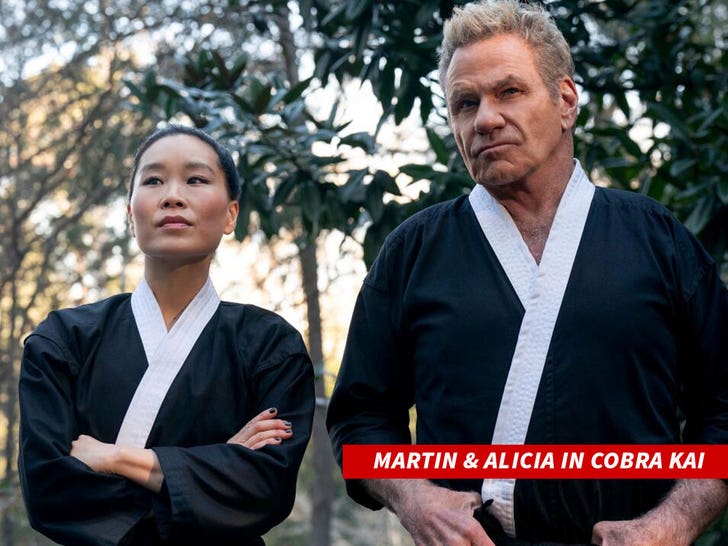 martin kove and alicia in cobra kai everett