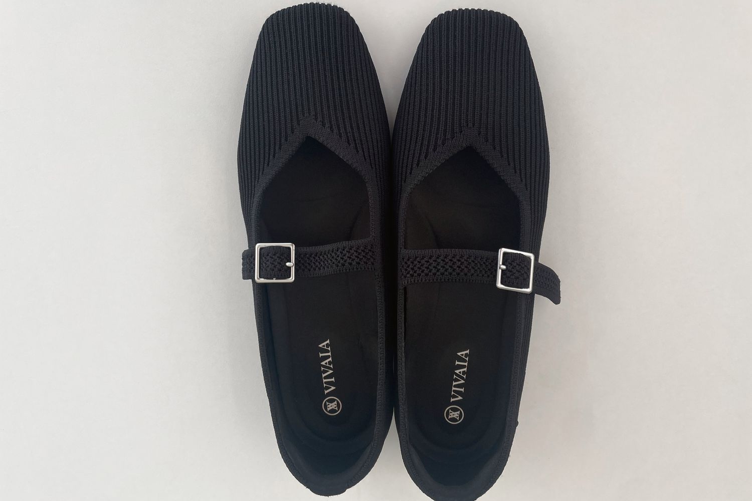 A pair of Vivaia Margot Square-Toe Mary Jane flats