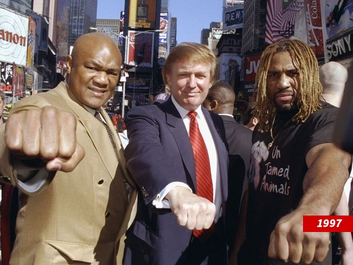 Trump and Foreman presser before match getty
