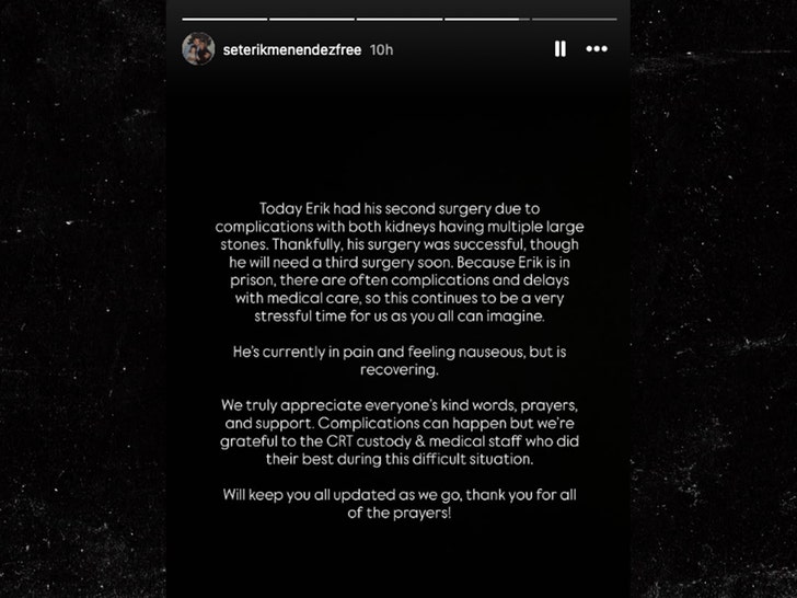 erik menendez health update insta 1
