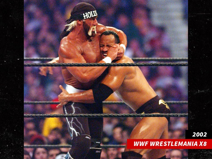 the rock and hulk hogan WWF Wrestlemania X8 2002 getty 2