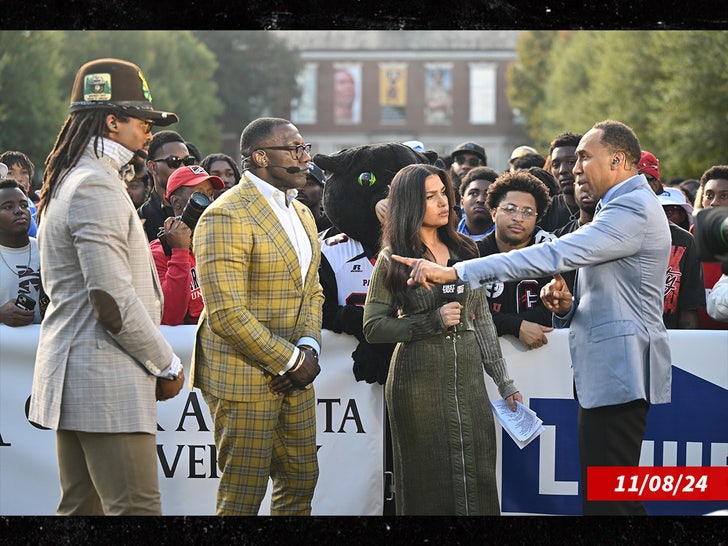 Cam Newton, Shannon Sharpe, Molly Qerim, and Stephen A. Smith first take sub getty swipe