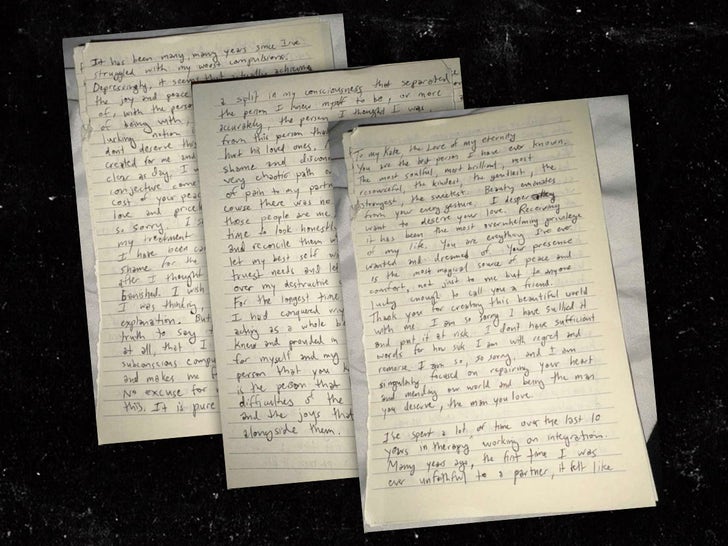 Mickey Madden Wife Domestic Violence Handwritten Letter Exhibits