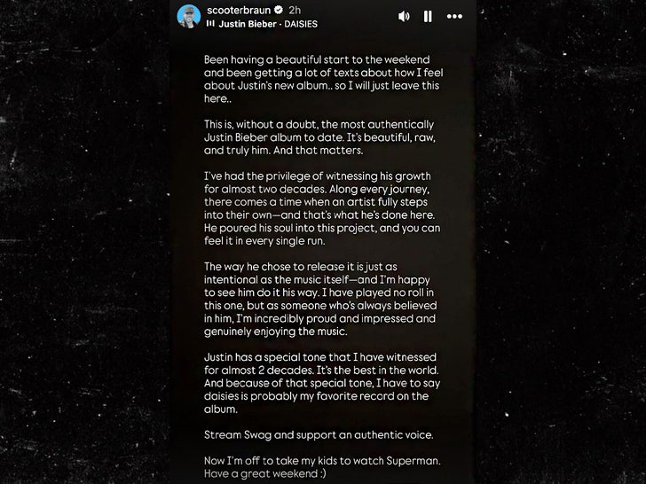 scooter braun justin bieber statement album sub instagram