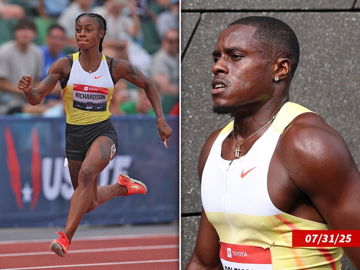 shacarri richardson christian coleman split sub getty swipe