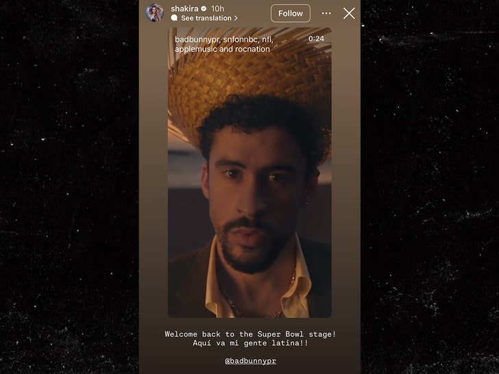 shakira cheers on bad bunny superbow halftime show x 1