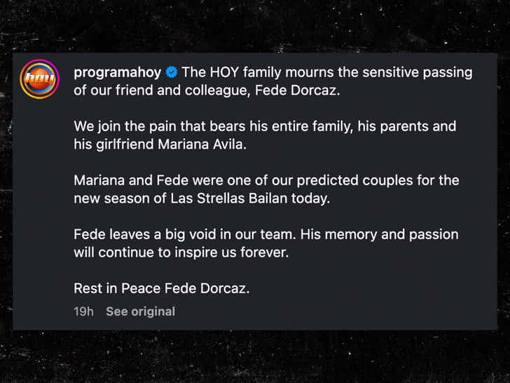 program hoy Fede Dorcaz TRANSLATED statement sub instagram