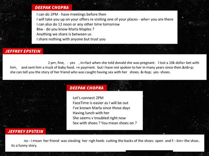 Deepak Chopra Jeffrey Epstein shoe sub doj