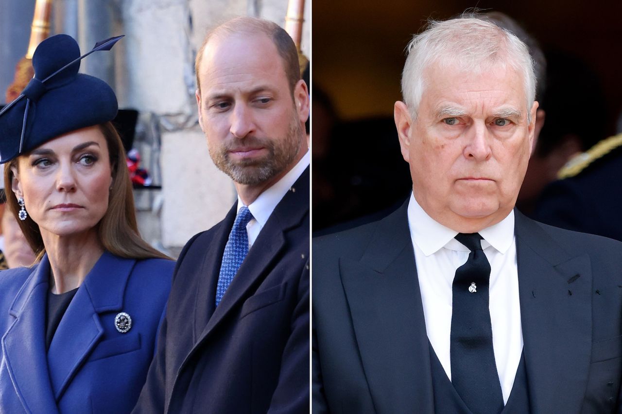 (Left) Kate Middleton and Prince William on Dec. 3, 2025; (Right) Prince Andrew on Sept. 16, 2025. Ian Vogler - WPA Pool/Getty; Max Mumby/Indigo/Getty