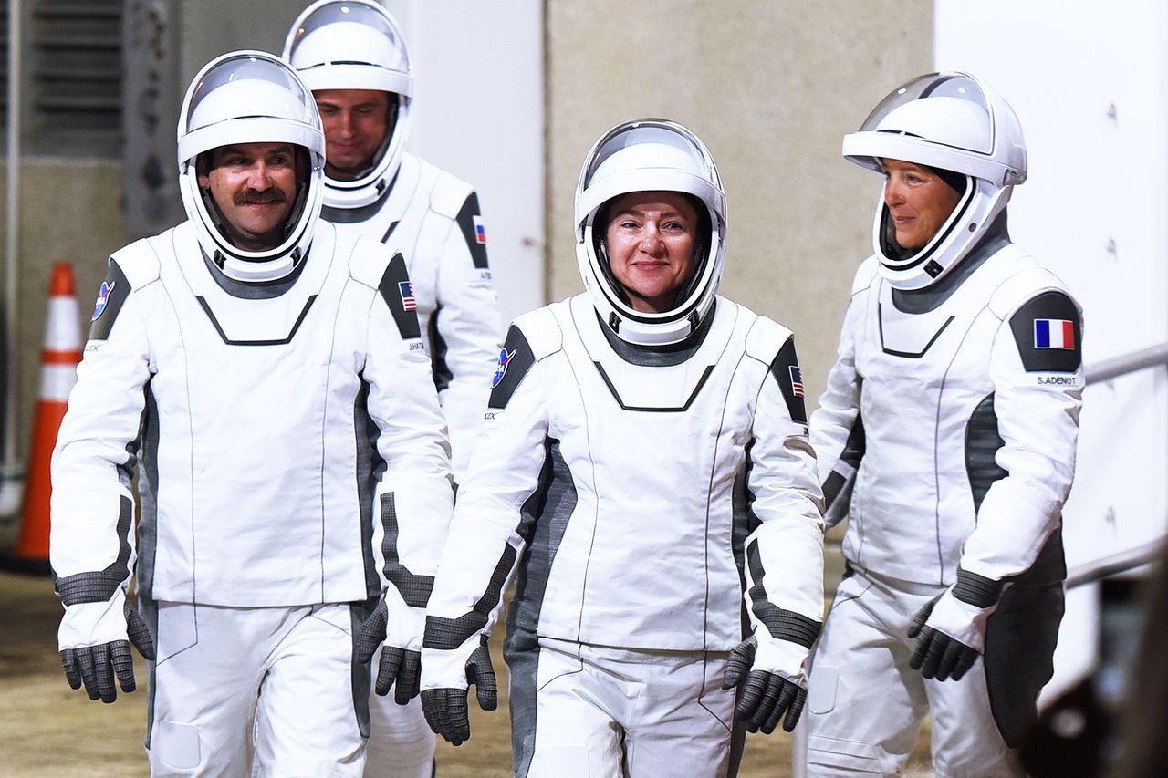 From left: NASA astronaut Jack Hathaway, Russian cosmonaut Andrey Fedyaev, NASA astronaut Jessica Meir and European Space Agency (ESA) astronaut Sophie Adenot Paul Hennessy/Anadolu via Getty 