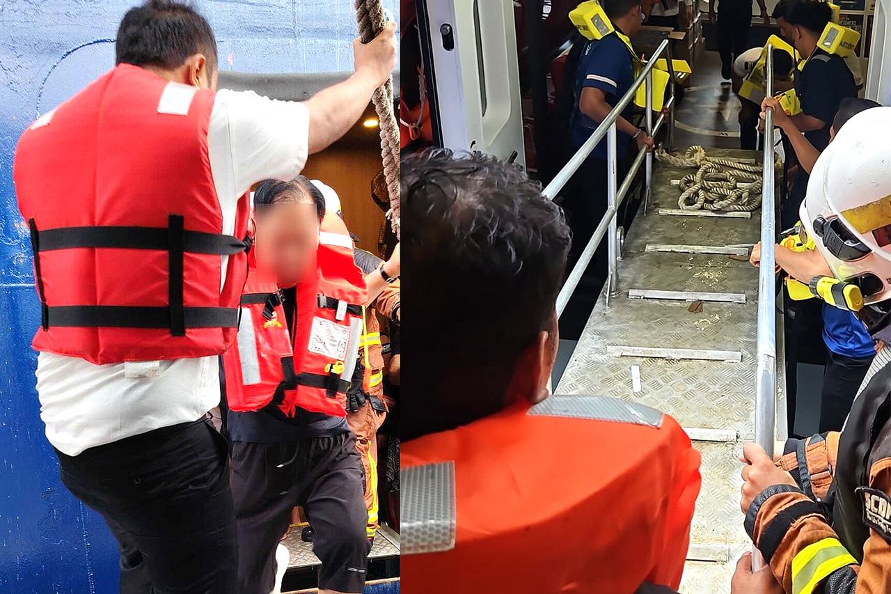1 Dead, 4 Hospitalized After Cruise Ship Fire Prompts Evacuation of all 271 Passengers Passengers evacuating the World Legacy cruise ship Maritime and Port Authority of Singapore/Facebook