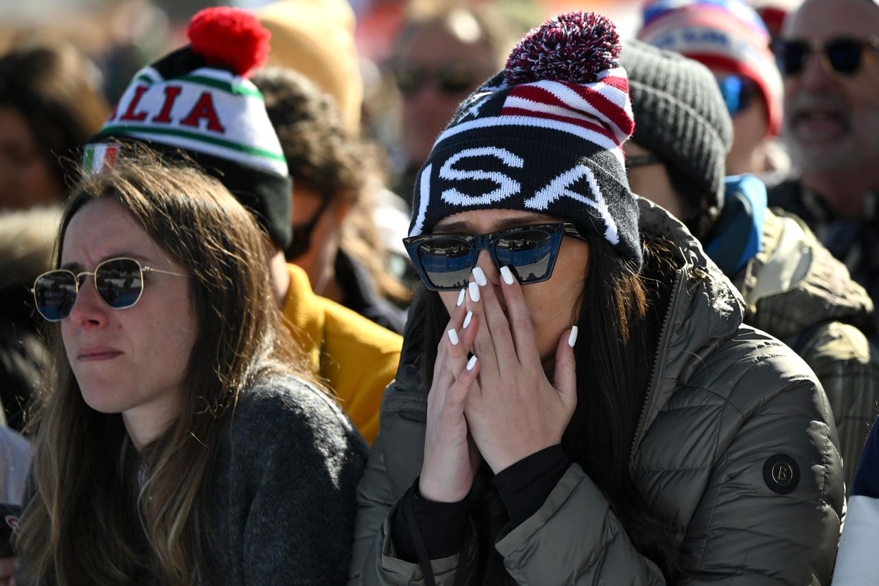 Devastated fans look on following Lindsey Vonn's crash on Feb. 8 at the Olympics. Mattia Ozbot/Getty