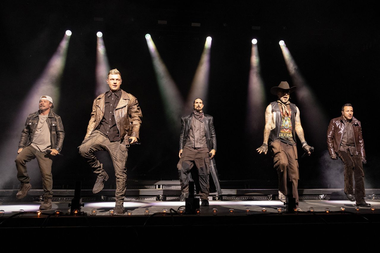 Howie Dorough, Nick Carter, Brian Littrell, Kevin Richardson and AJ McLean of Backstreet Boys perform at the Palomino Stage Backstreet Boys Scott Dudelson/Getty