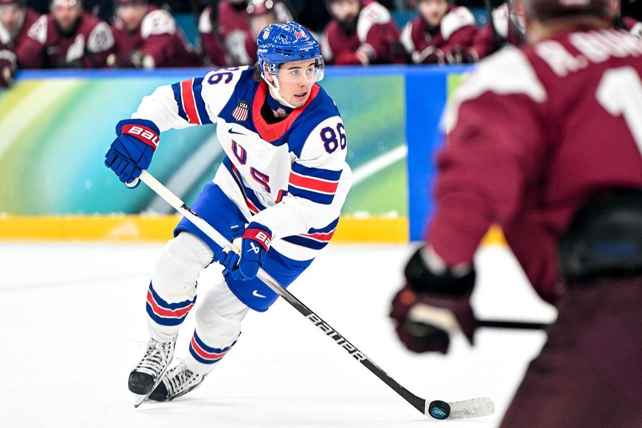 Jack Hughes plays in the 2026 Winter Olympics Andrea Branca/Eurasia Sport Images/Getty