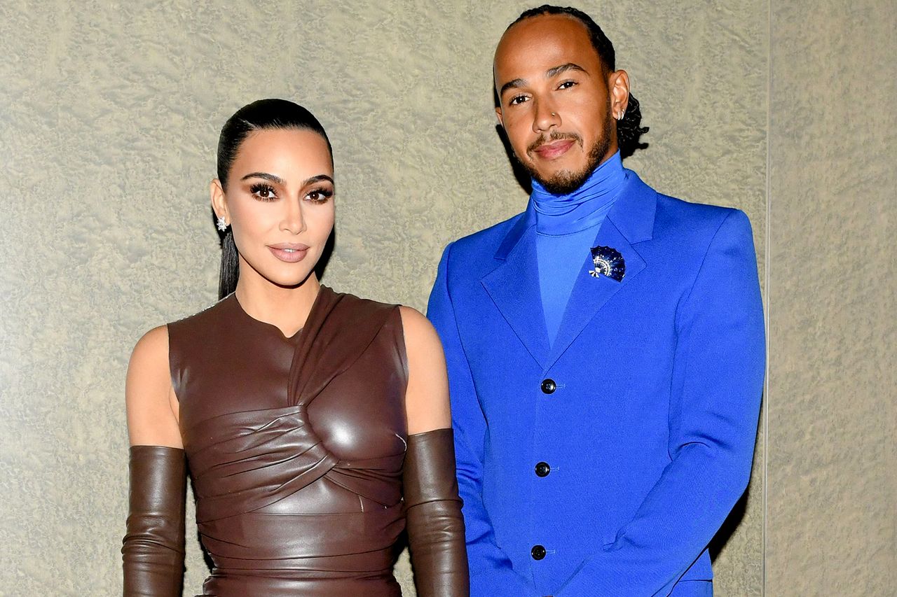 Kim Kardashian (left) and Lewis Hamilton in 2021 Joe Schildhorn/BFA.com/Shutterstock 