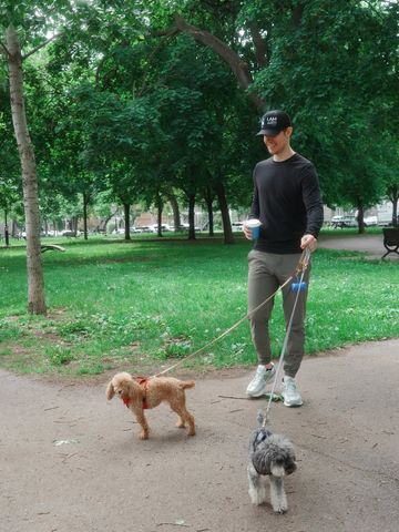 Evan Bates and their two dogs. Madison Chock/Instagram