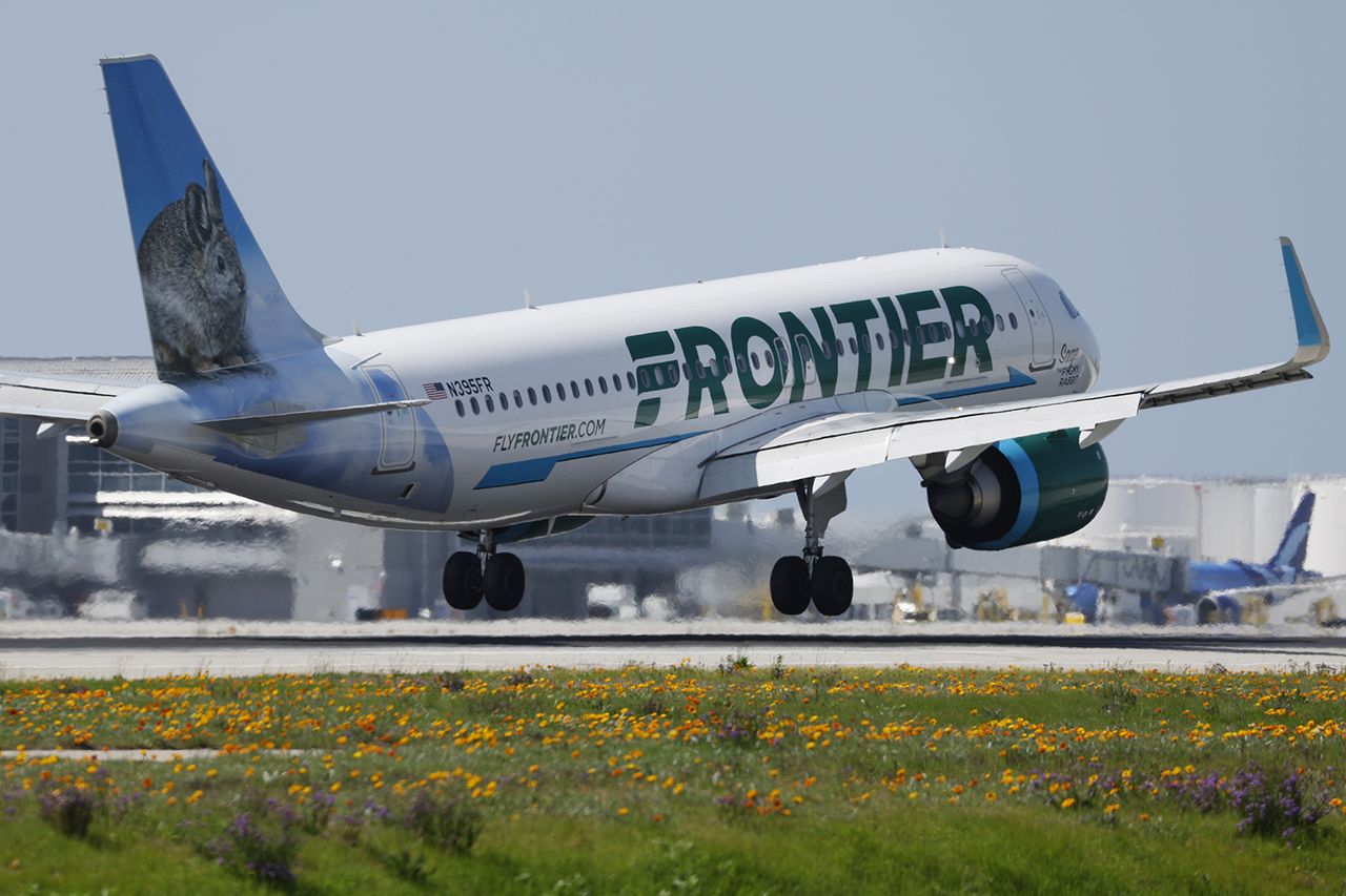 A Frontier Airlines plane Kevin Carter/Getty