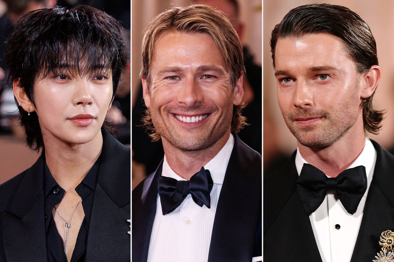 Joshua Hong; Glen Powell; Patrick Schwarzenegger Burt Harris/PI via ZUMA Press Wire/Shutterstock , Image Press Agency/NurPhoto/Shutterstock; Matt Winkelmeyer/GA/The Hollywood Reporter via Getty
