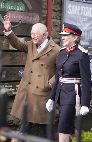 King Charles arriving at Clitheroe train station, Lancashire, England on Feb. 9, 2026 Peter Byrne/PA Images via Getty 