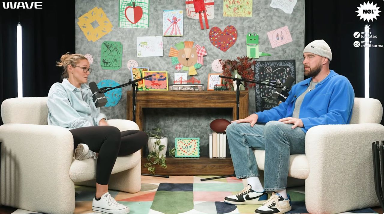 Kylie Kelce and Travis Kelce on 'Not Gonna Lie' on Friday, Feb. 6. Not Gonna Lie with Kylie Kelce/YouTube