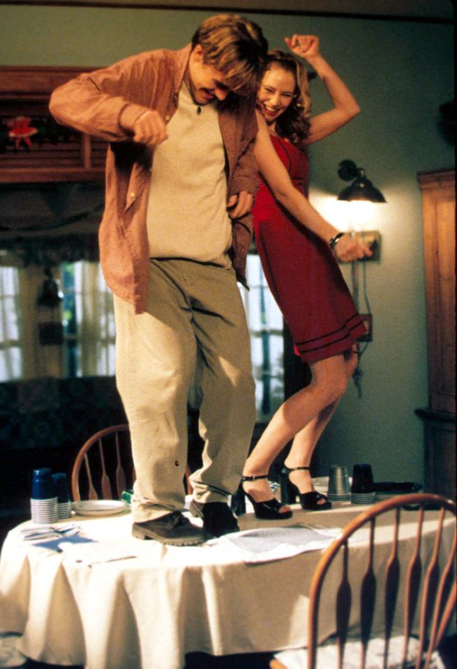 Actor JAMES VAN DER BEEK as Dawson Leery and MEREDITH MONROE as Andie McPhee dance on a table during filming the 90s teen drama Dawson's Creek. Dawson's Creek, Wilmington, North Carolina, USA - 01 Jan 2011 James Van Der Beek and Meredith Monroe in 'Dawson's Creek'Credit: Globe Photos/Shutterstock