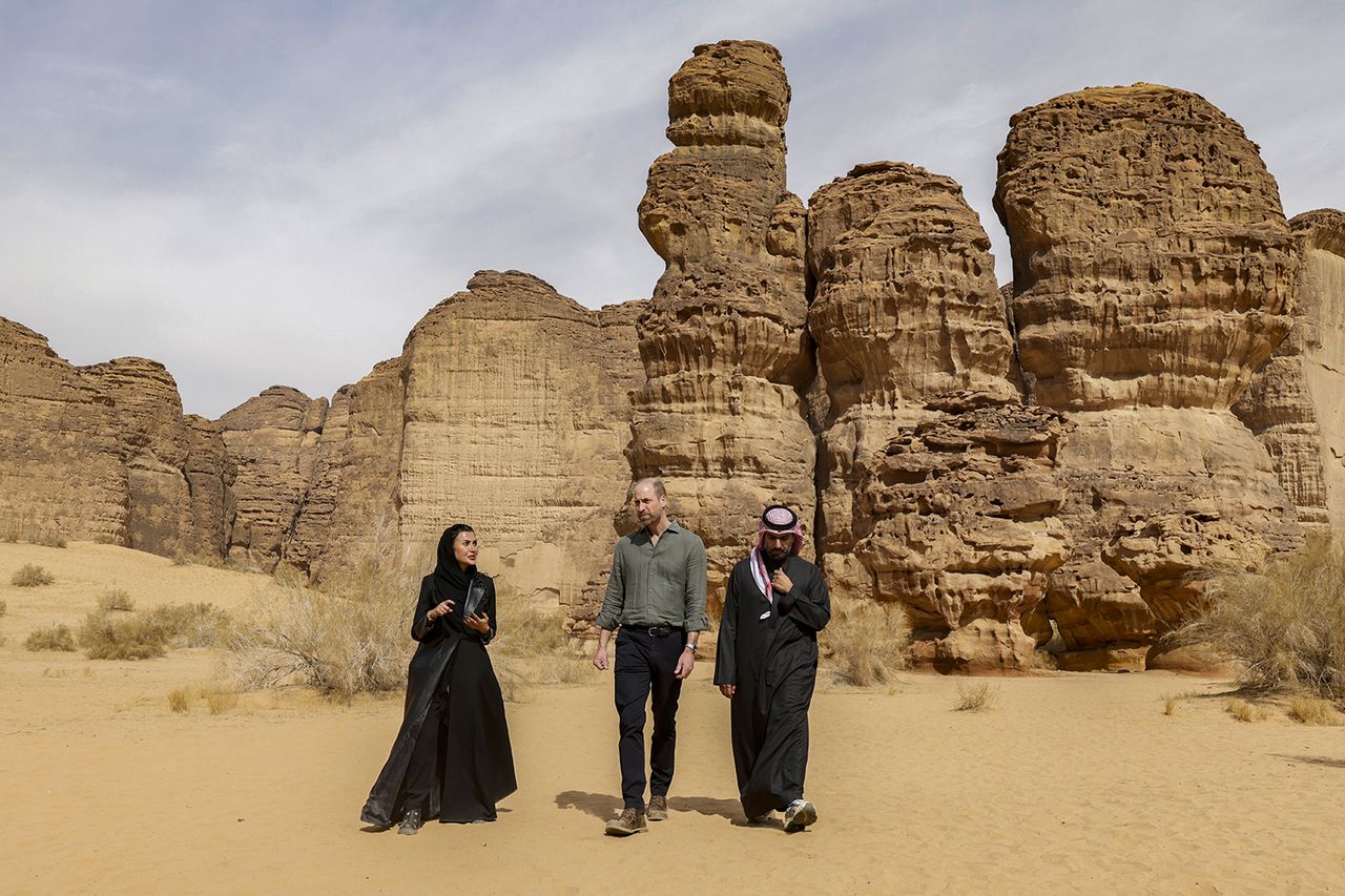 Prince William during a visit to the spectacular Sharaan Nature Reserve, AlUla in Saudi Arabia, on Feb. 11, 2026 Andrew Parsons / Kensington Palace