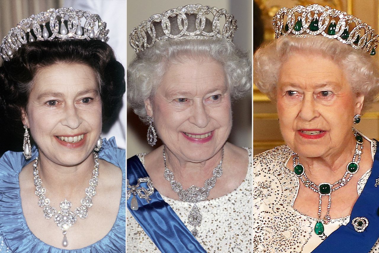 Queen Elizabeth II in 1980 in Bern, Switzerland ; Queen Elizabeth II in 2006 in Tallinn, Estonia ; Queen Elizabeth II on April 8, 2014 in London, England. Tim Graham Photo Library via Getty ; Mark Cuthbert/UK Press via Getty; Dan Kitwood/AFP via Getty