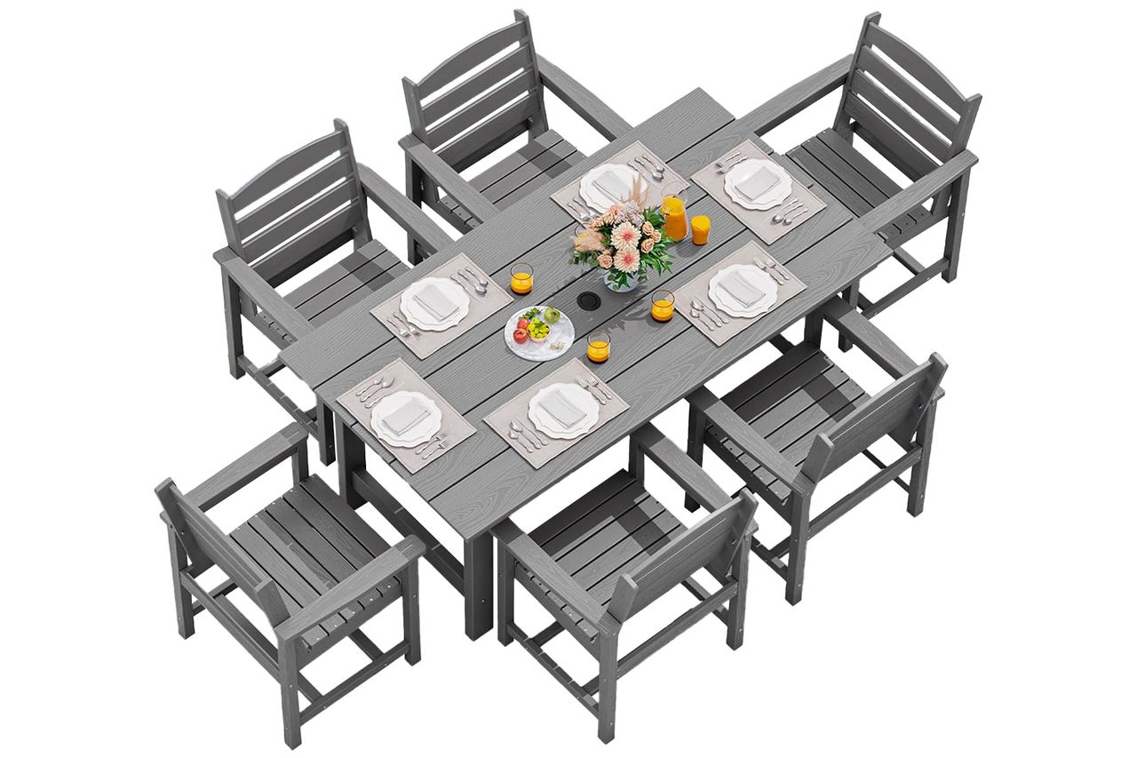 Amazon SERWALL Outdoor HDPE Dining Table Set Amazon