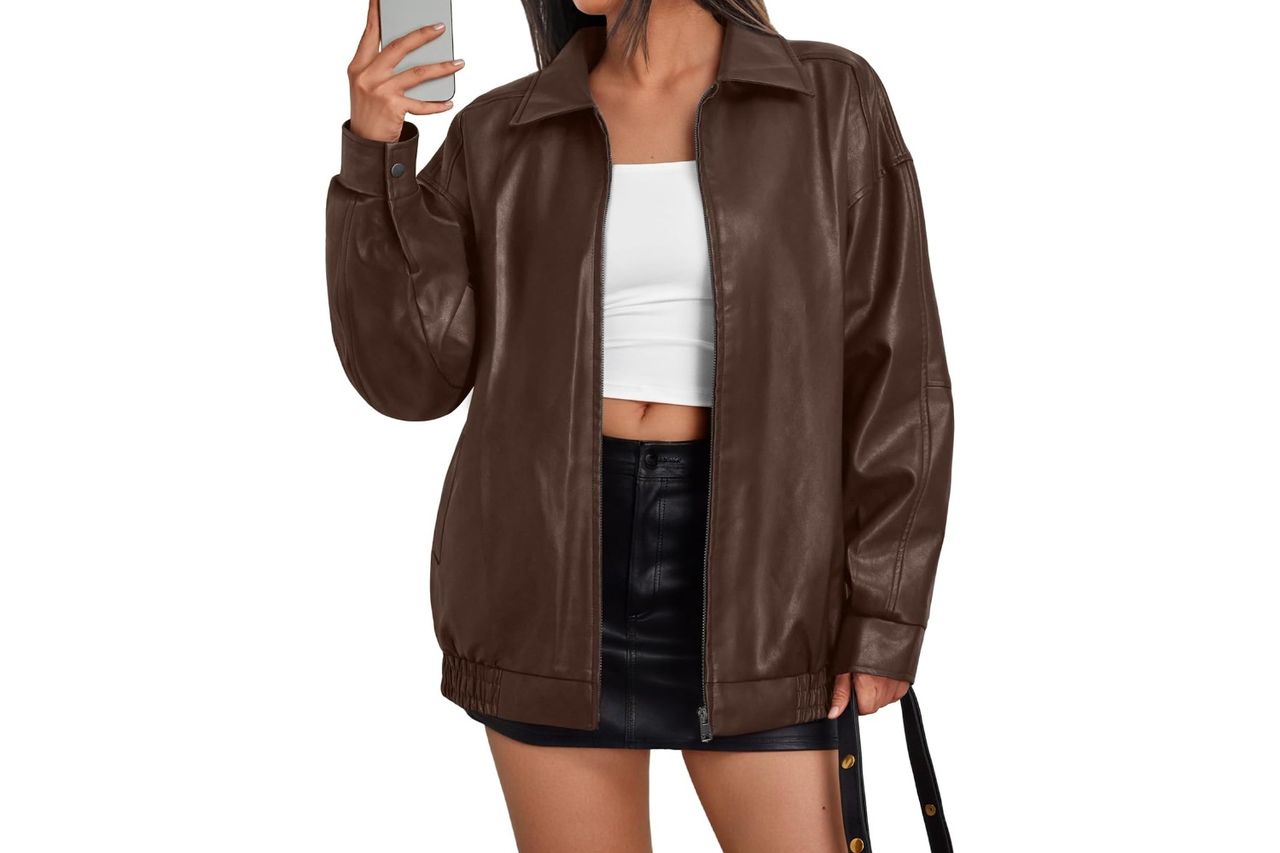 Trendy Queen Womens Leather Jacket Oversized Going Out Everyday Statement Piece Credit: Amazon