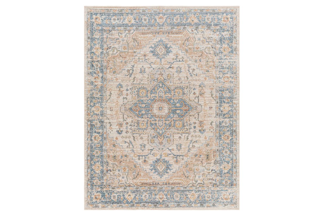 Weber Machine Washable Oriental Ivory/Blue Area Rug Wayfair
