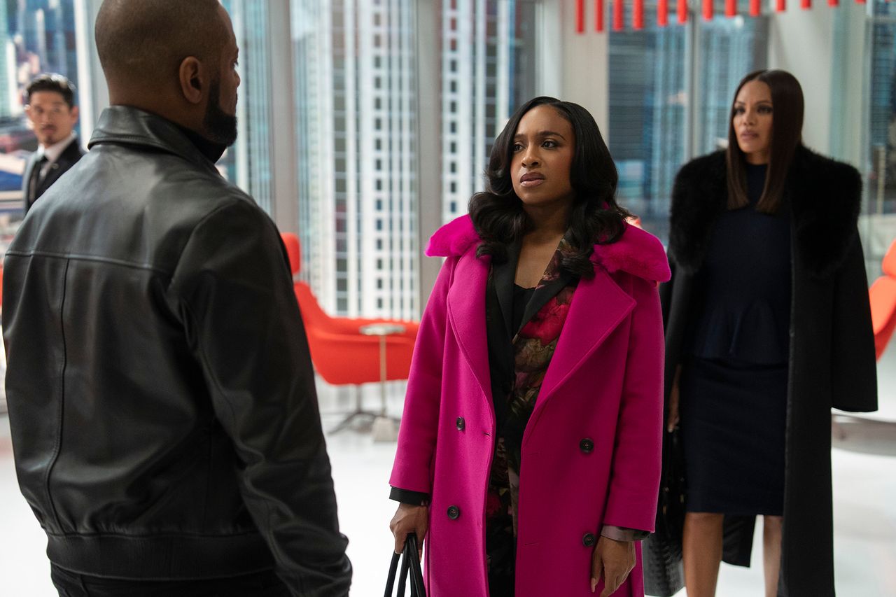 Charles Malik Whitfield as Jules, Taylor Polidore Williams as Kimmie, Crystle Stewart as Mallory in episode 212 of Beauty In Black. 'Beauty in Black' season 2Credit: Quantrell Colbert/Netflix