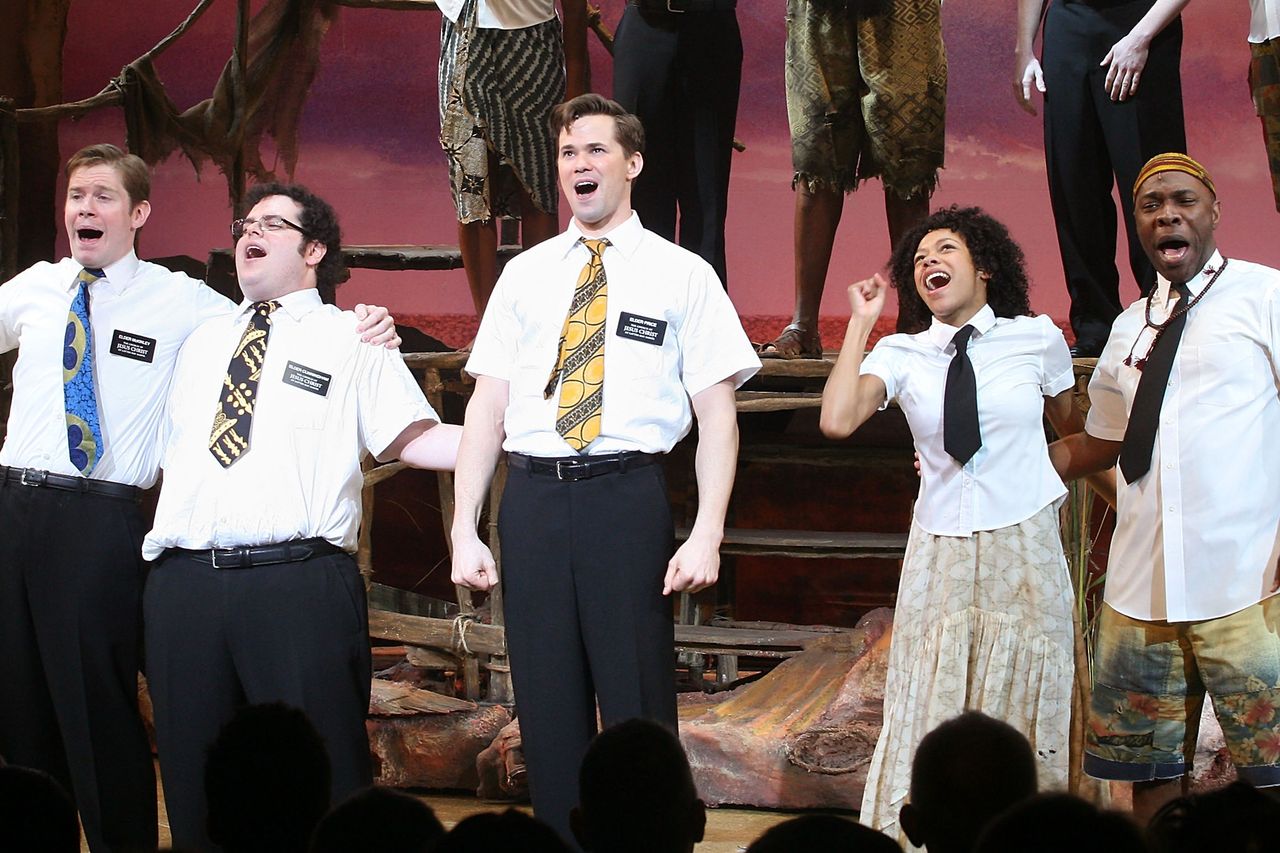 Rory O'Malley, Josh Gad, Andrew Rannells, Nikki M. James and Michael Potts sing during the opening night for Broadway's 'The Book of Mormon' on March 24, 2011 at the Eugene O'Neill Theatre in New York CityCredit: Jim Spellman/WireImage