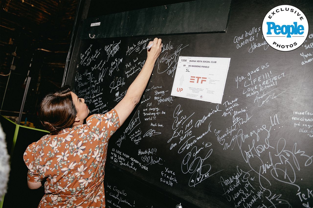 Ana Navarro signs the wall backstage at 'Buena Vista Social Club' on Broadway after her debut in the musical on Friday, March 6, 2026Credit: Andy Henderson