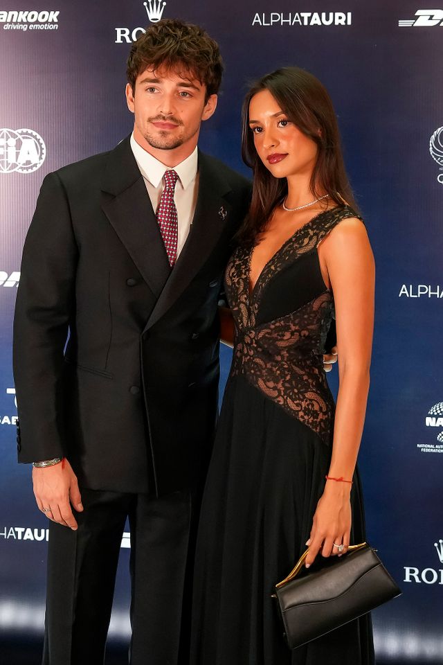 TASHKENT, UZBEKISTAN - DECEMBER 12: In this handout provided by Federation Internationale de l'Automobile (FIA), Alexandra Saint-Mleux and Charles Leclerc of Monaco and Scuderia Ferrari pose for a picture during arrival prior to the FIA Awards 2025 on December 12, 2025 in Tashkent, Uzbekistan. Alexandra Saint-Mleux and Charles Leclerc at FIA Awards 2025Credit: Handout/FIA/DPPI via Getty