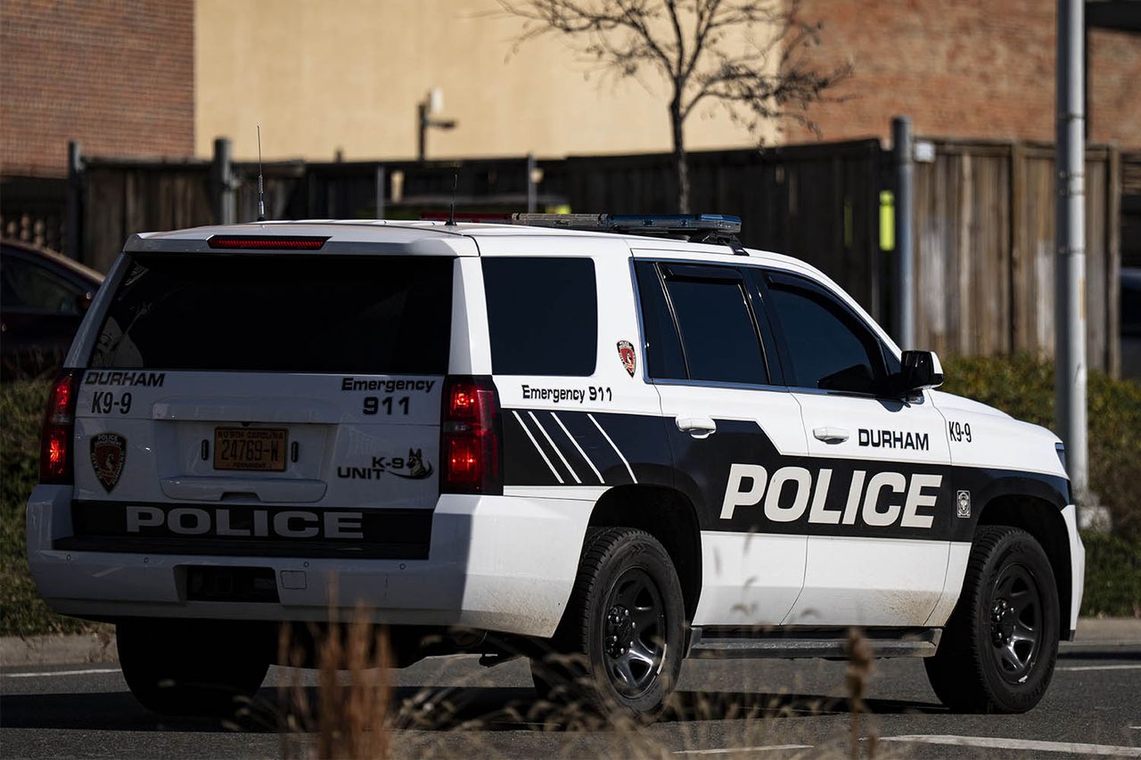 A Durham Police Department K-9 SUV drives downtown on November 24, 2025 in Durham, North Carolina. Durham Police vehicle (stock image)Credit: Al Drago/Getty