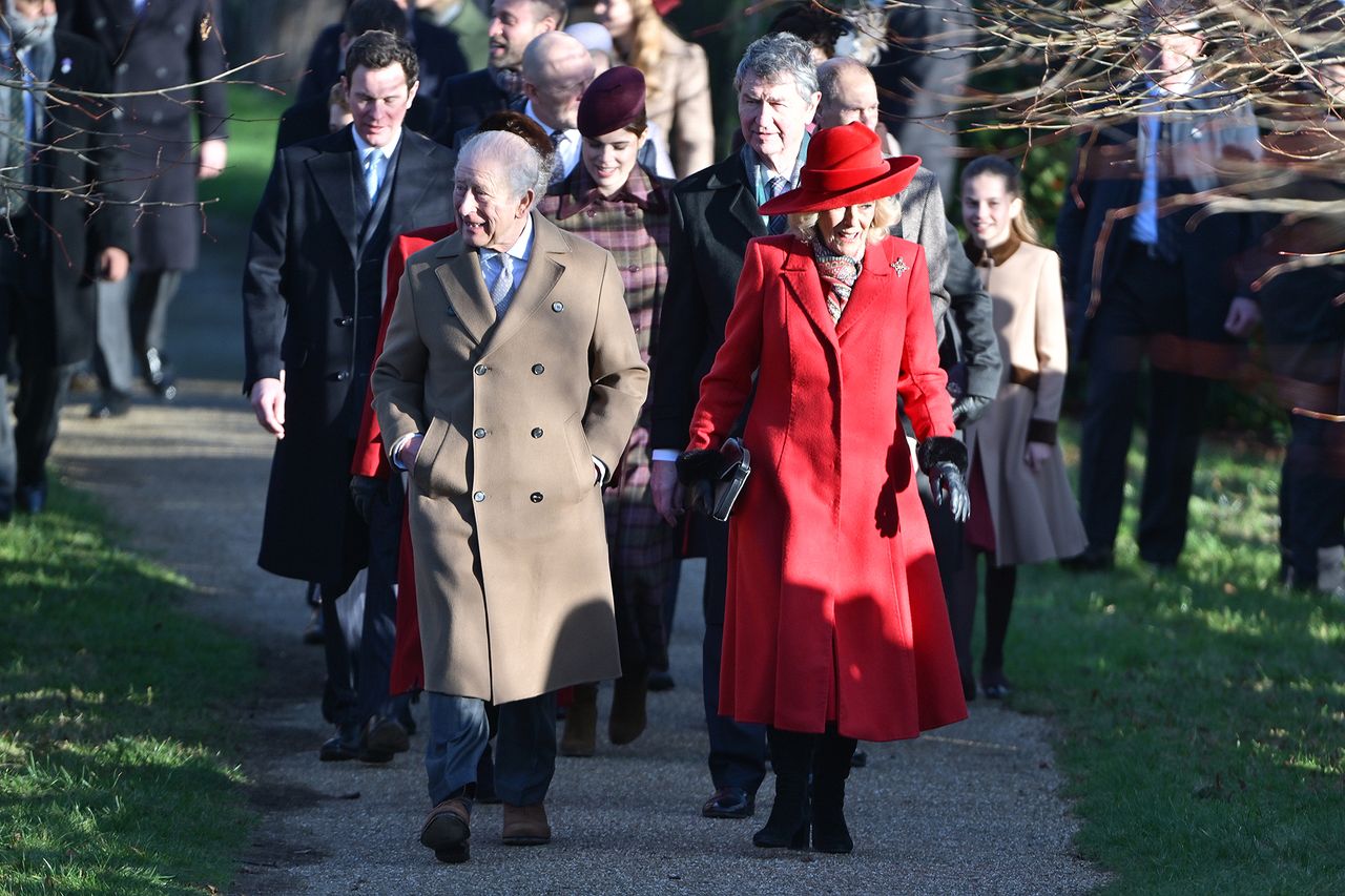 King Charles is joined by Princess Eugenie and Princess Beatrice on Christmas morning 2025 in SandringhamCredit: Jordan Peck/Getty
