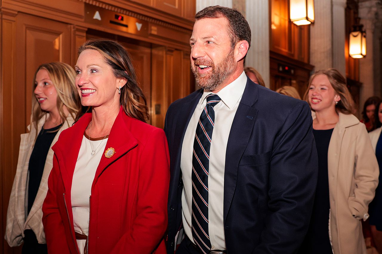 Christine Mullin and DHS Secretary Markwayne Mullin on March 23Credit: Heather Diehl/Getty