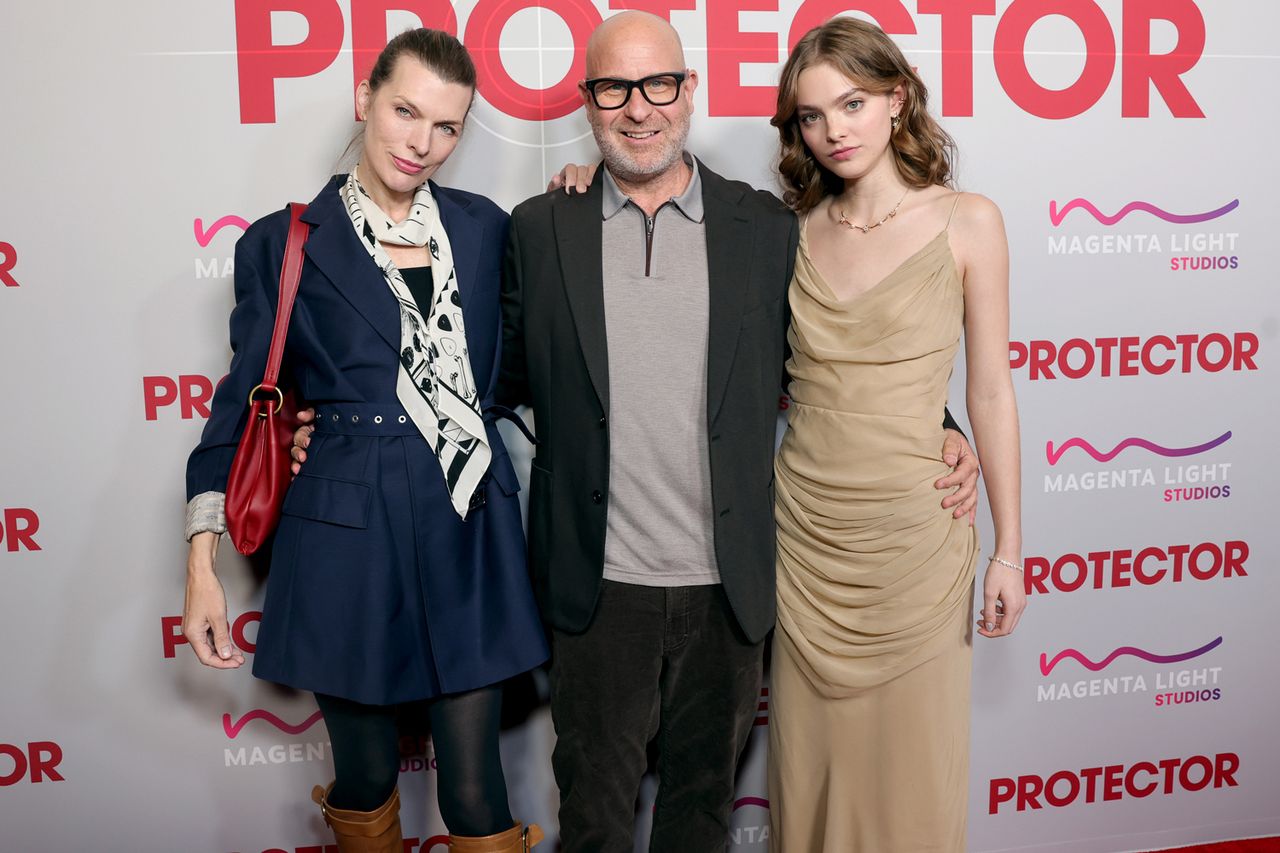 Milla Jovovich, Adrian Grunberg and Isabel MyersCredit: Stewart Cook/Magenta Light Studios via Getty
