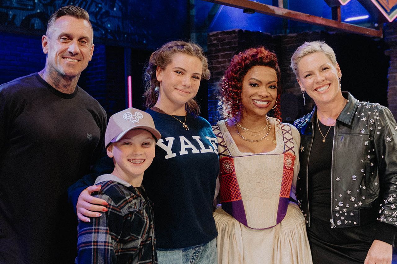 (From left to right): Carey Hart, Jameson, Willow, Kandi Burruss and Pink.Credit: Andy Henderson