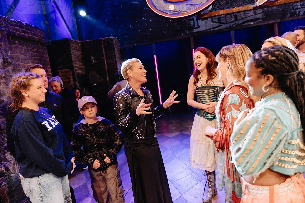 Pink, Willow, Jameson and Carey Hart backstage at '& Juliet.'Credit: Andy Henderson