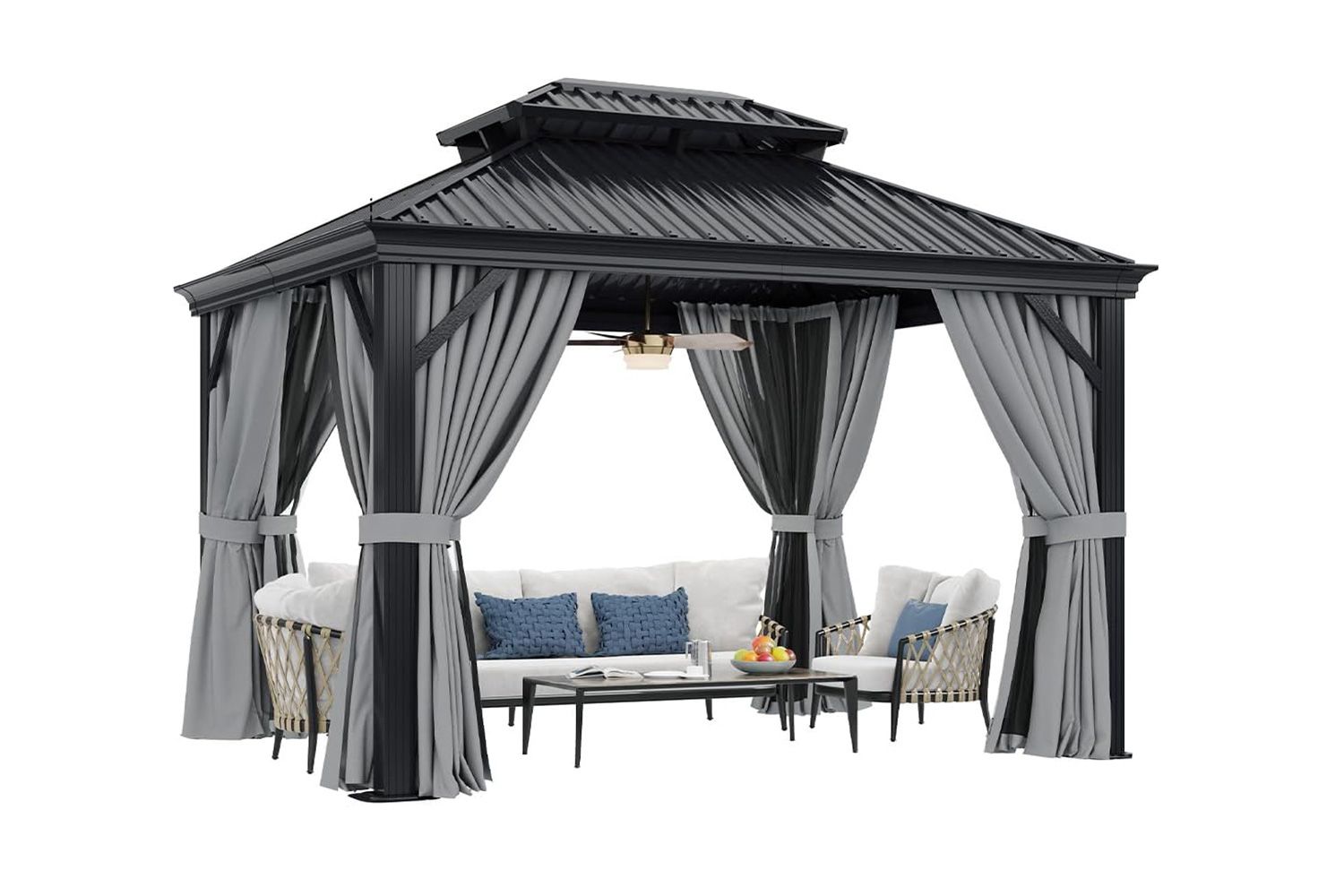 Aoxun 10' X 12' Hardtop Gazebo with Drainage System, Aluminum Outdoor Gazebo