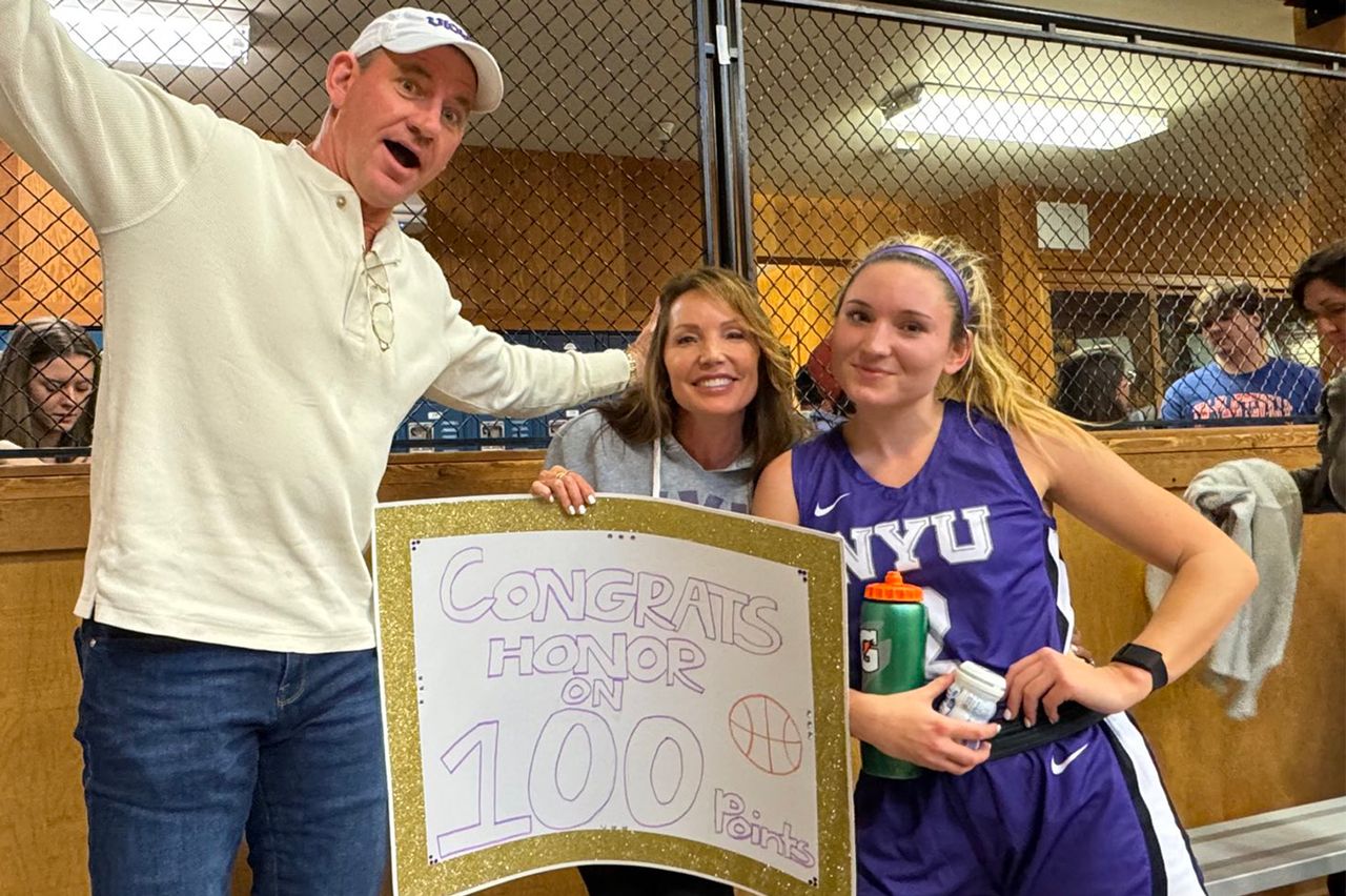 Brad and Monica Culpepper with their daughter Hope in December 2023.Credit: NYU Women's Basketball/X