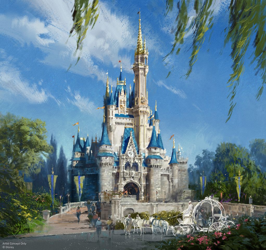 A rendering of what Cinderella Castle will look like once the repainting is completed.Credit: Disney