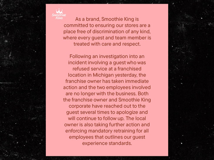 smoothie king apology x