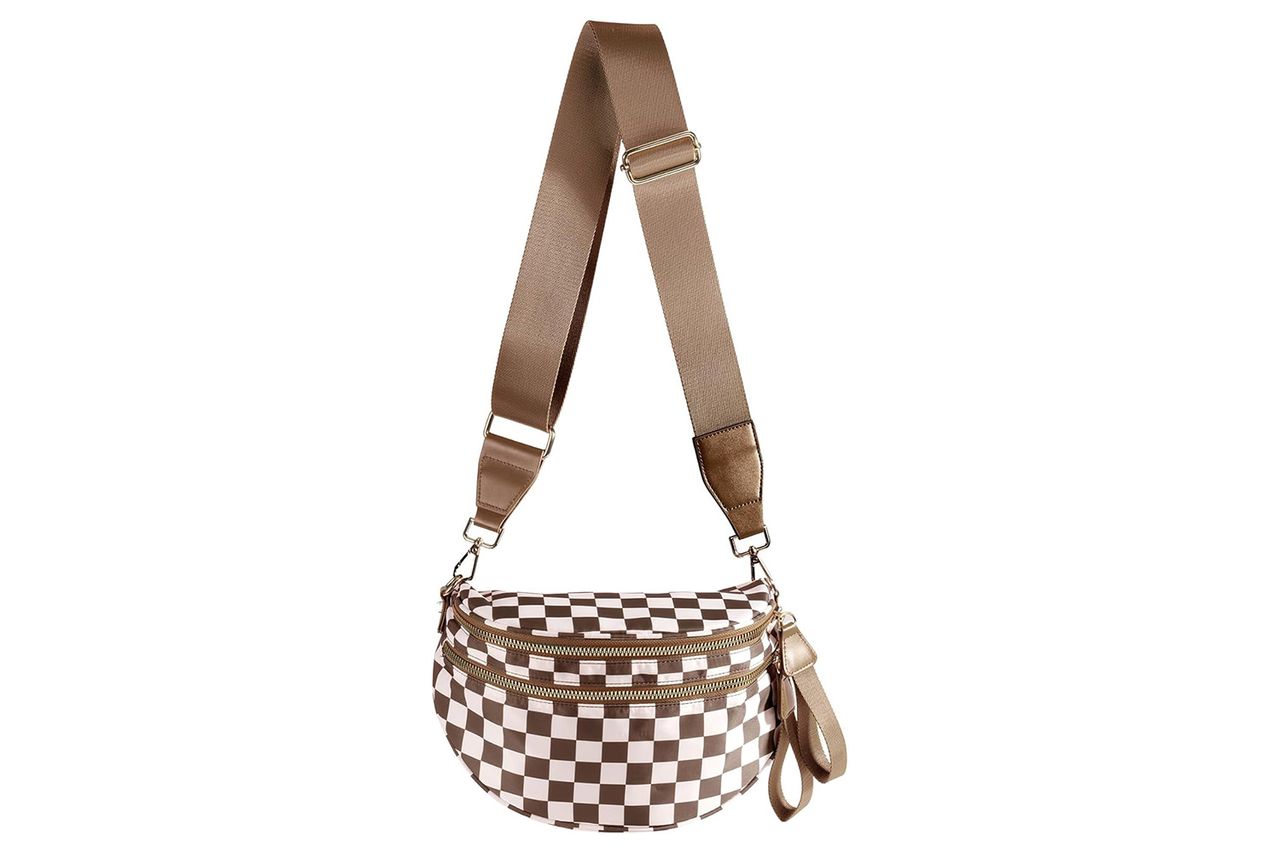 FEIBOON Spacious Checkered Nylon Crossbody Bag Credit: Amazon